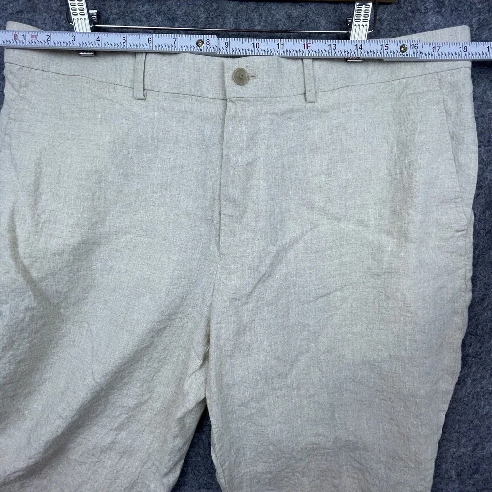 Tasso Elba Pants Mens 36 x 30 Linen Ivory Lightweight Summery Golf Outdoors